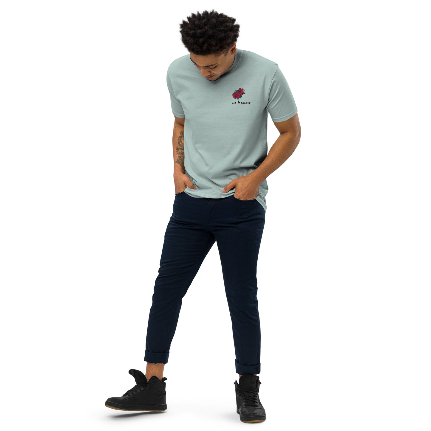 Men’s premium heavyweight tee - Act Kindly embroidery