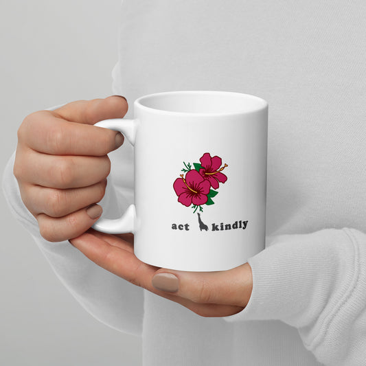 White glossy coffee mug - Act Kindly