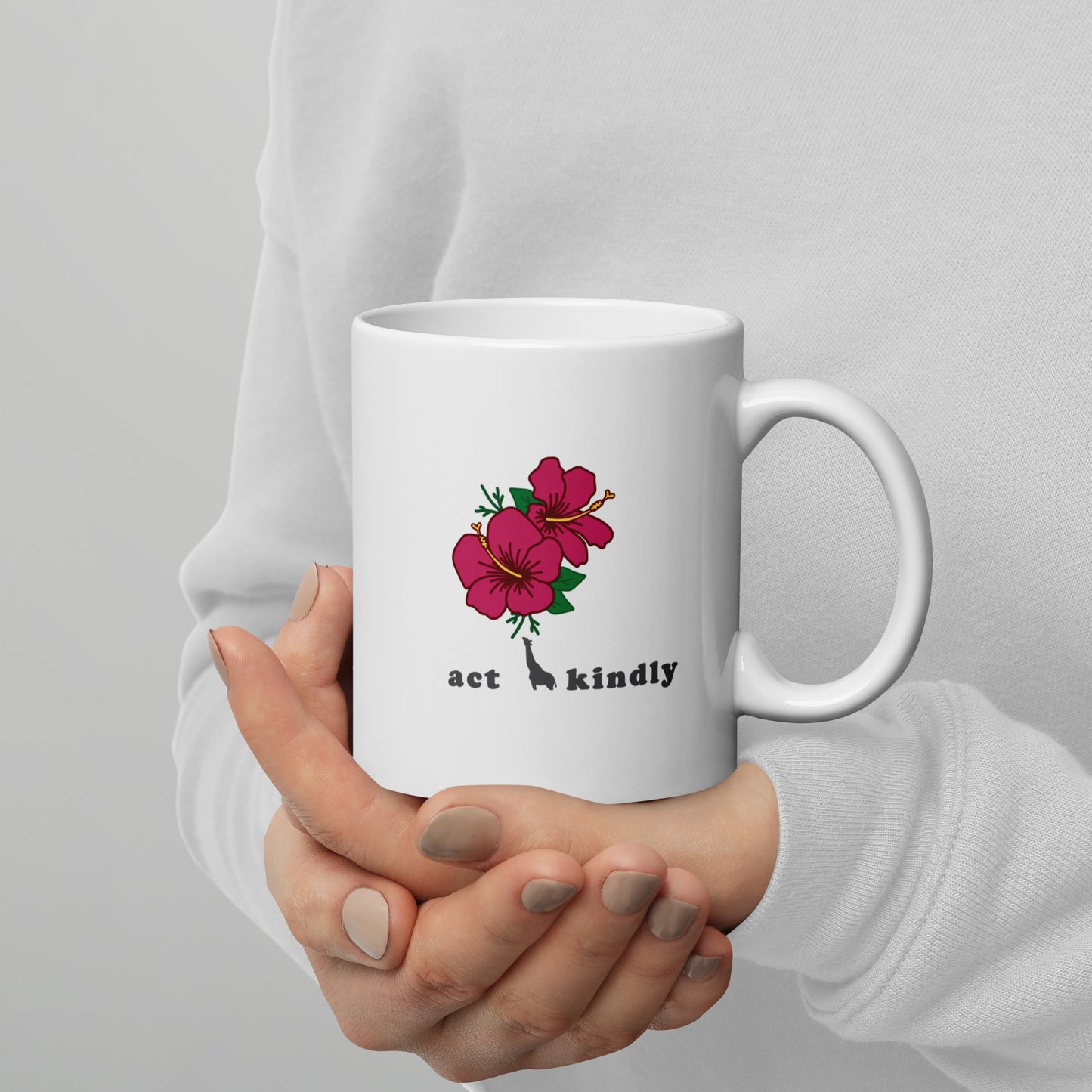 White glossy coffee mug - Act Kindly